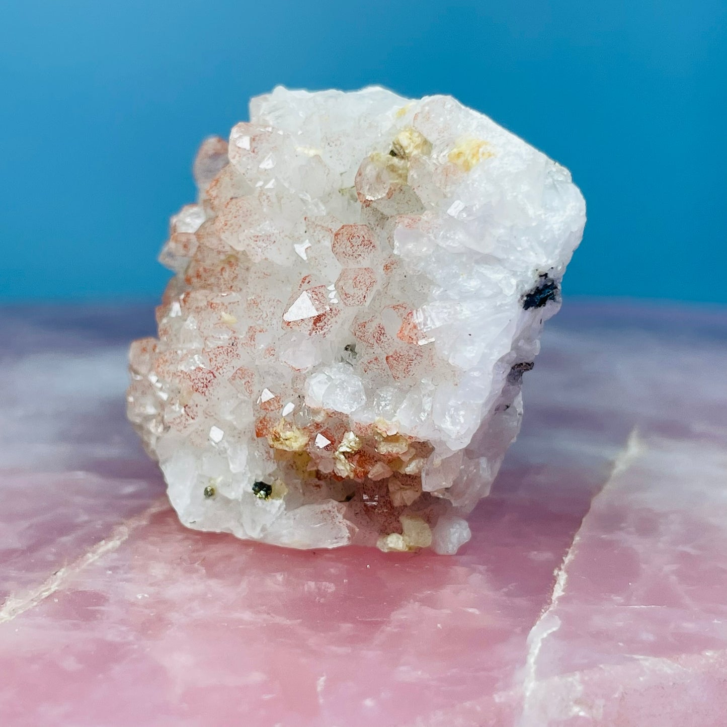 Red Quartz + Dolomite Small Cluster Specimen
