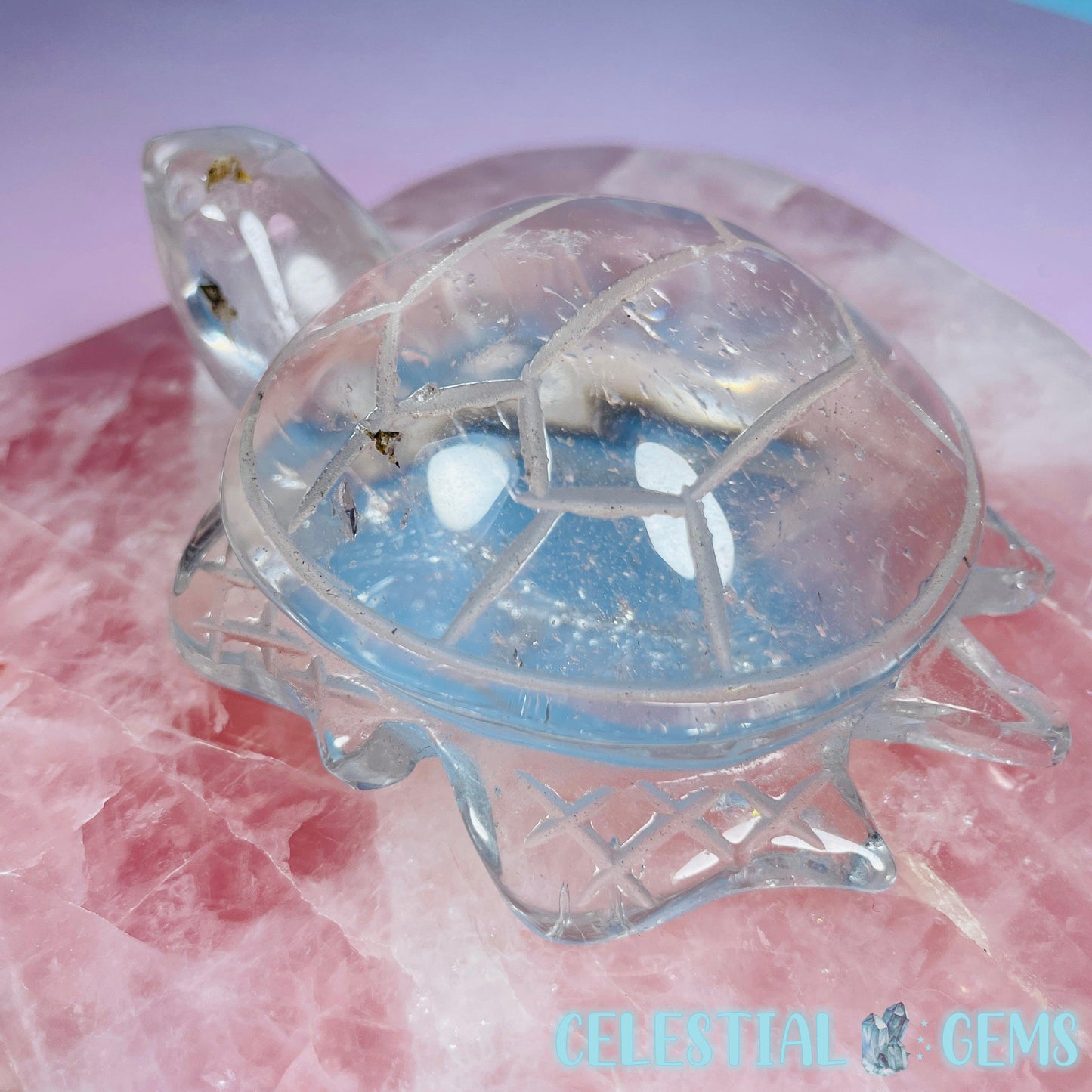 Clear Quartz Sea Turtle Medium Carving (Video)