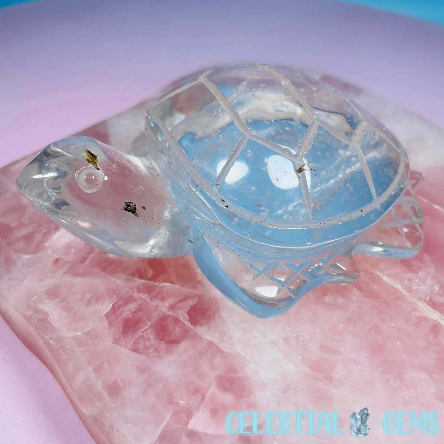 Clear Quartz Sea Turtle Medium Carving (Video)