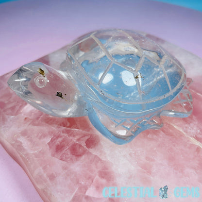 Clear Quartz Sea Turtle Medium Carving (Video)
