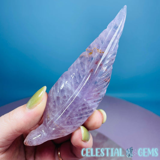 Amethyst with Hematite Feather Carving