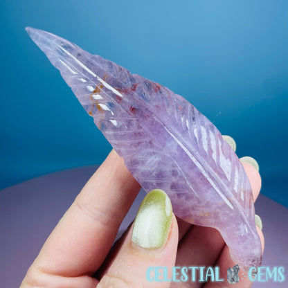 Amethyst with Hematite Feather Carving