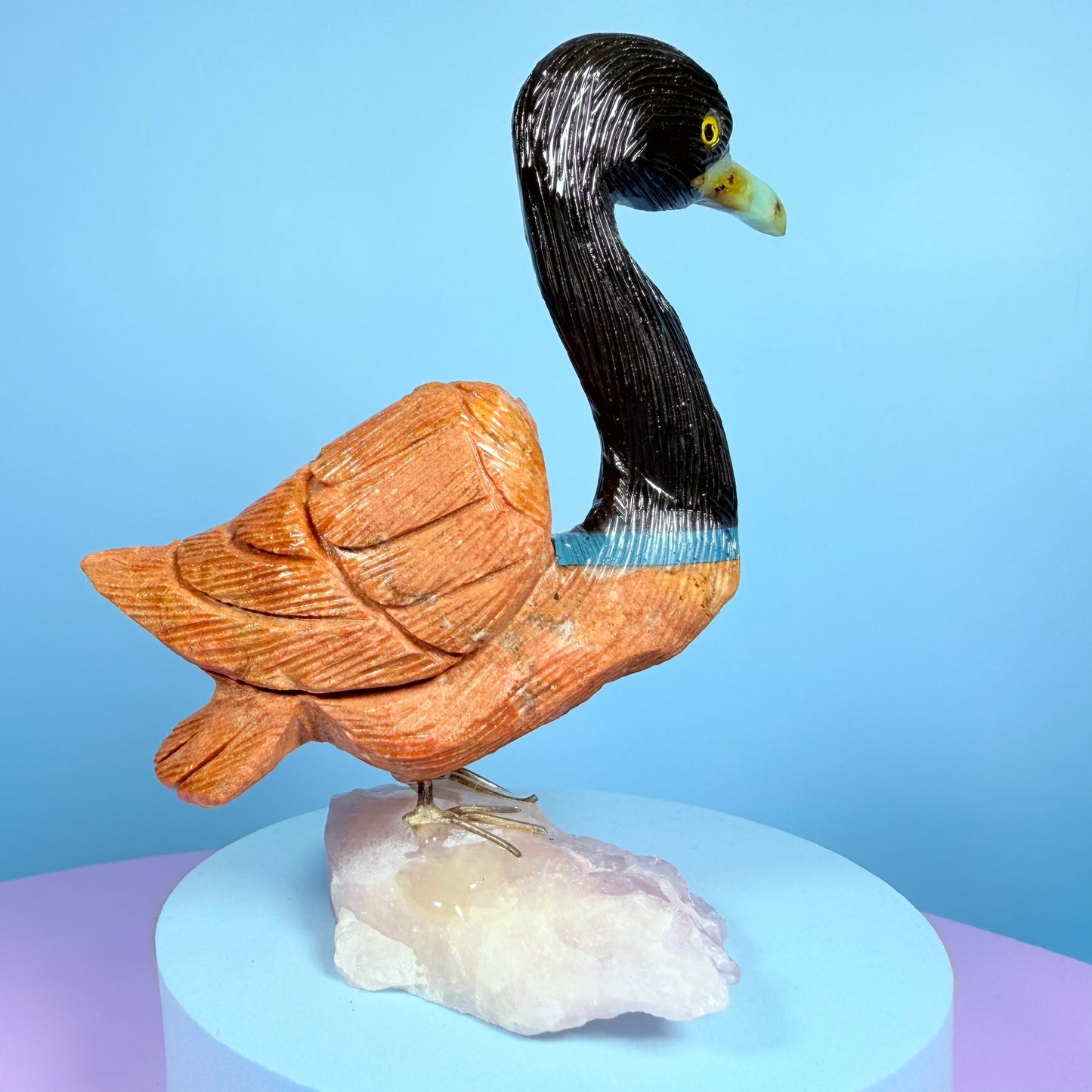 Crystal Swan Bird Carving (Hand-Carved)