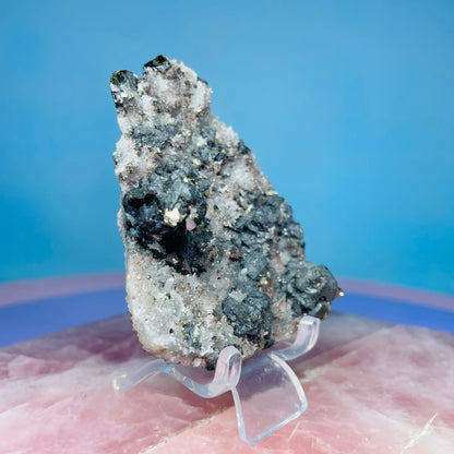 Red Quartz, Hematite + Pyrite Small Cluster Specimen