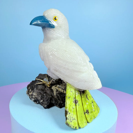 Crystal Fantail Bird Carving (Hand-Carved)