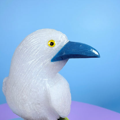 Crystal Fantail Bird Carving (Hand-Carved)