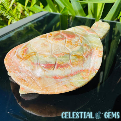 Banded Onyx Calcite Tortoise Large Carving