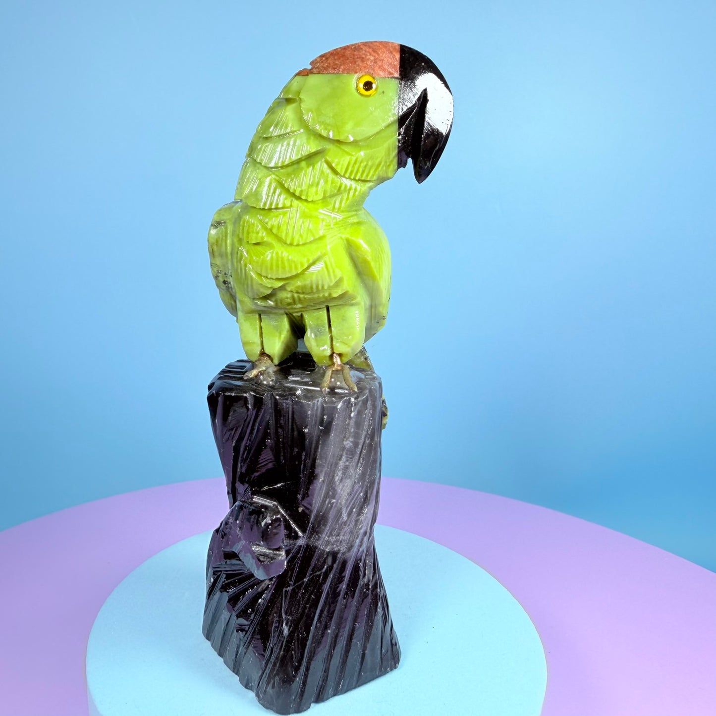 Crystal Parrot Bird Carving (Hand-Carved)