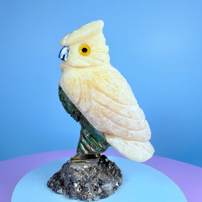 Crystal Owl Bird Carving (Hand-Carved)