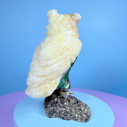 Crystal Owl Bird Carving (Hand-Carved)
