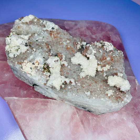 Red Quartz, Hematite, Pyrite + Dolomite Medium Cluster Specimen