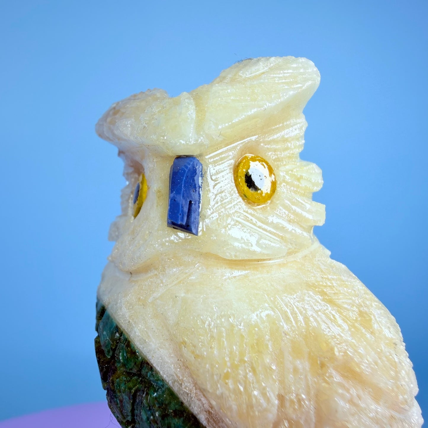 Crystal Owl Bird Carving (Hand-Carved)