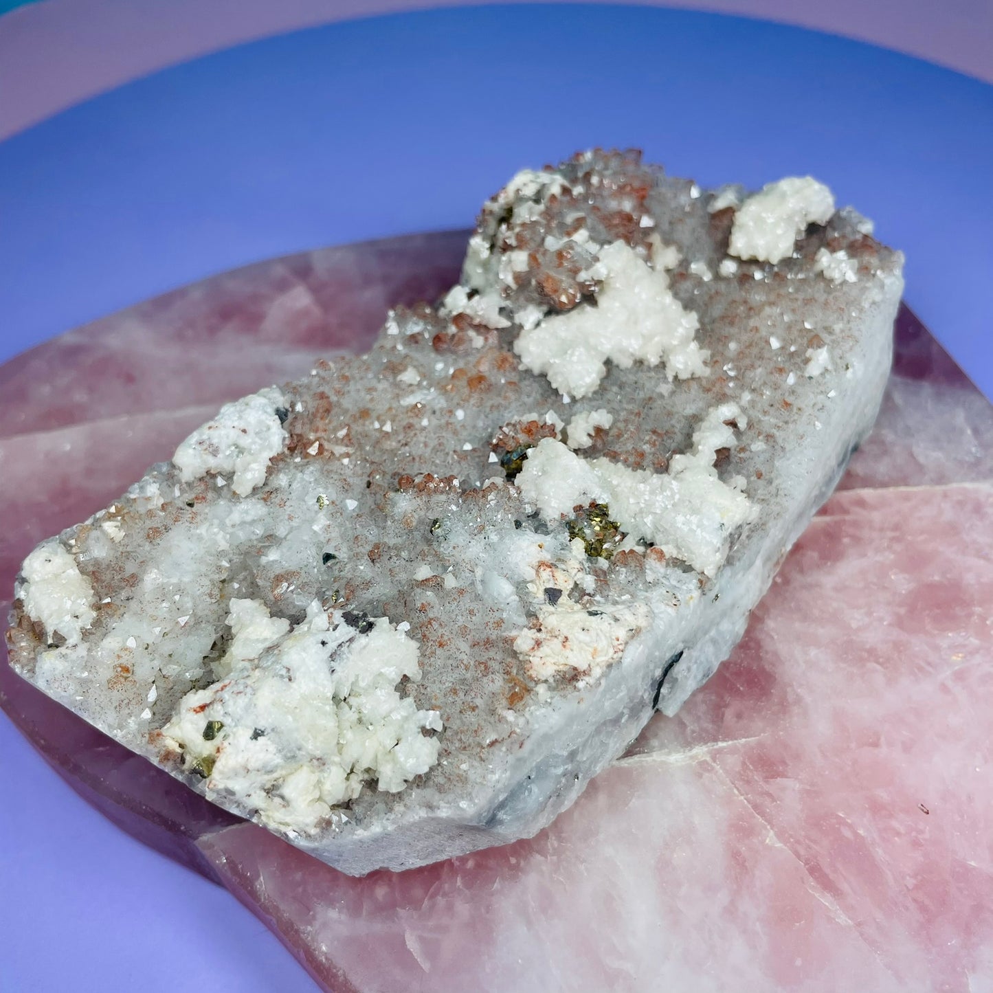 Red Quartz, Hematite, Pyrite + Dolomite Medium Cluster Specimen