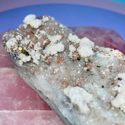 Red Quartz, Hematite, Pyrite + Dolomite Medium Cluster Specimen