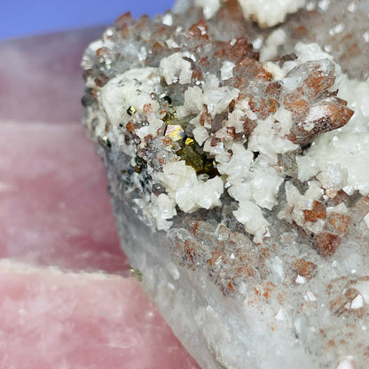 Red Quartz, Hematite, Pyrite + Dolomite Medium Cluster Specimen