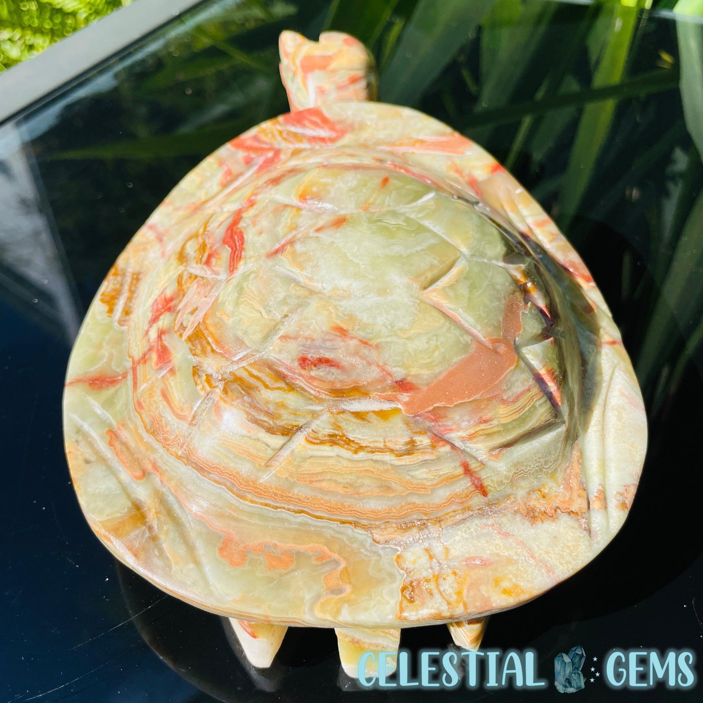 Banded Onyx Calcite Tortoise Large Carving