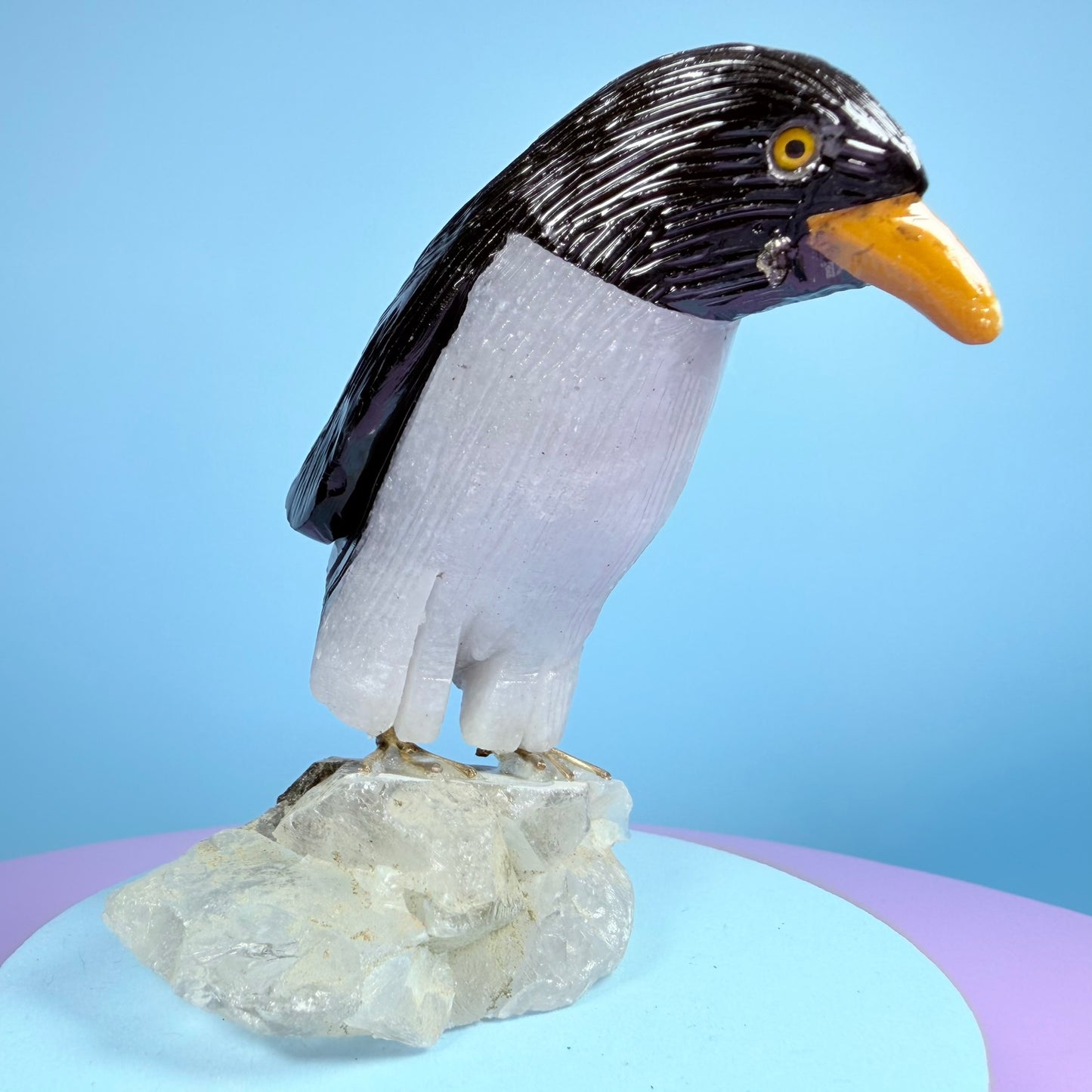 Crystal Penguin Bird Carving (Hand-Carved)