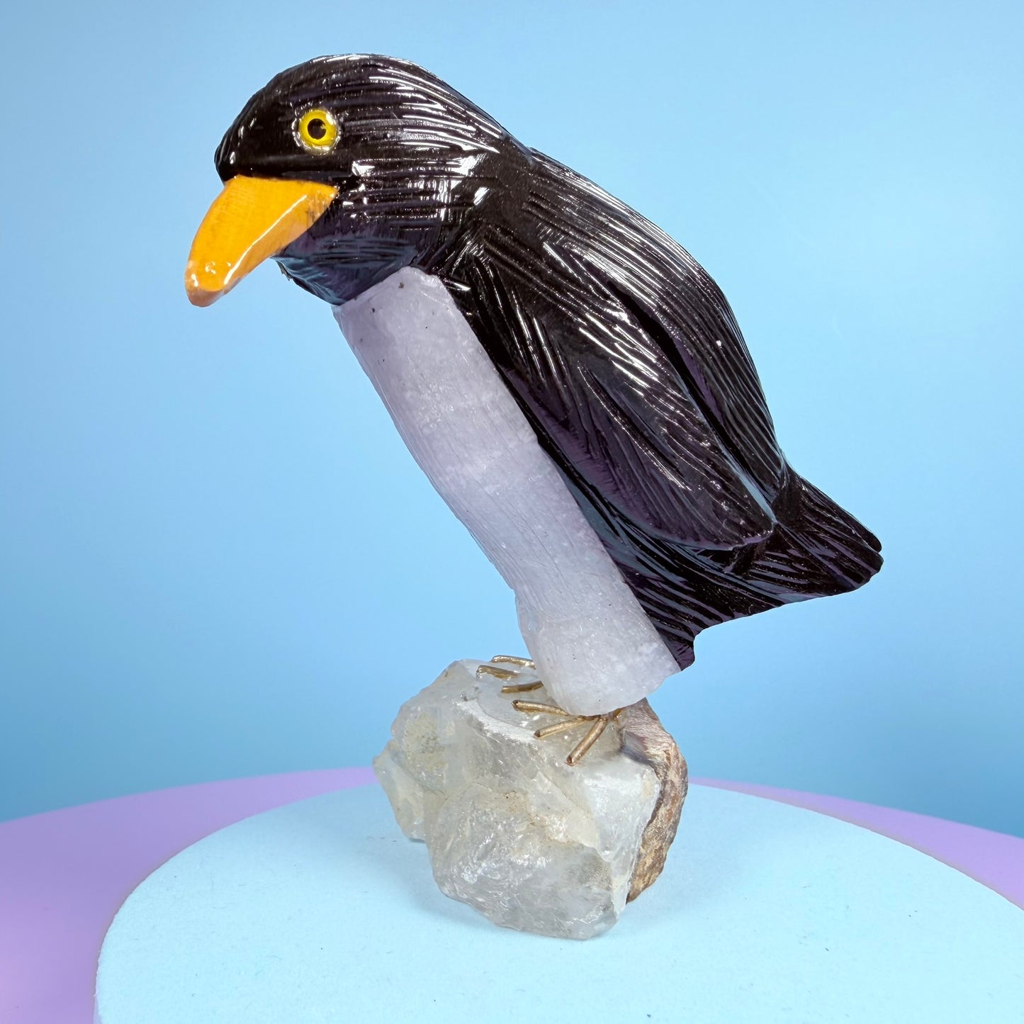 Crystal Penguin Bird Carving (Hand-Carved)