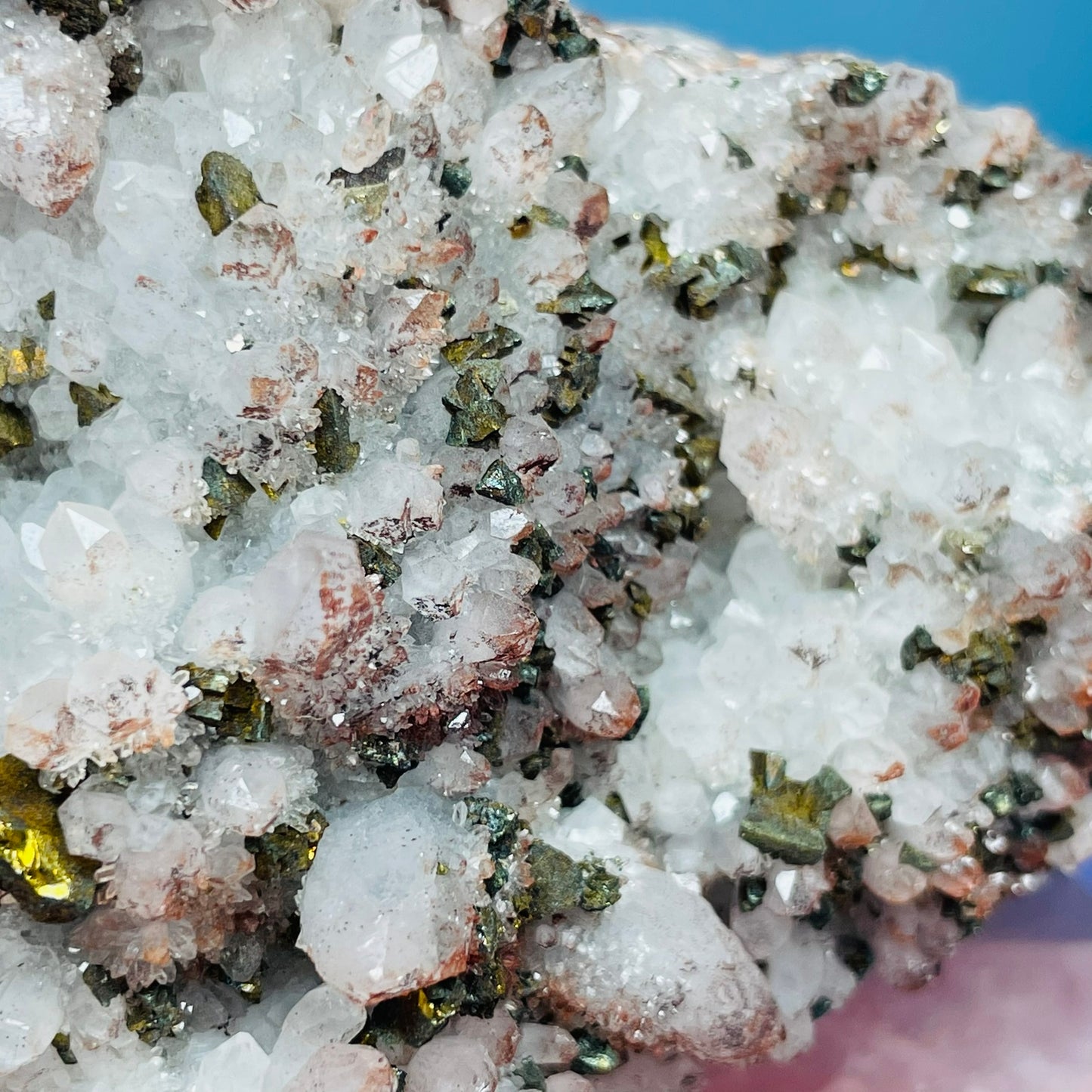 Red Quartz, Hematite + Pyrite Large Cluster Specimen