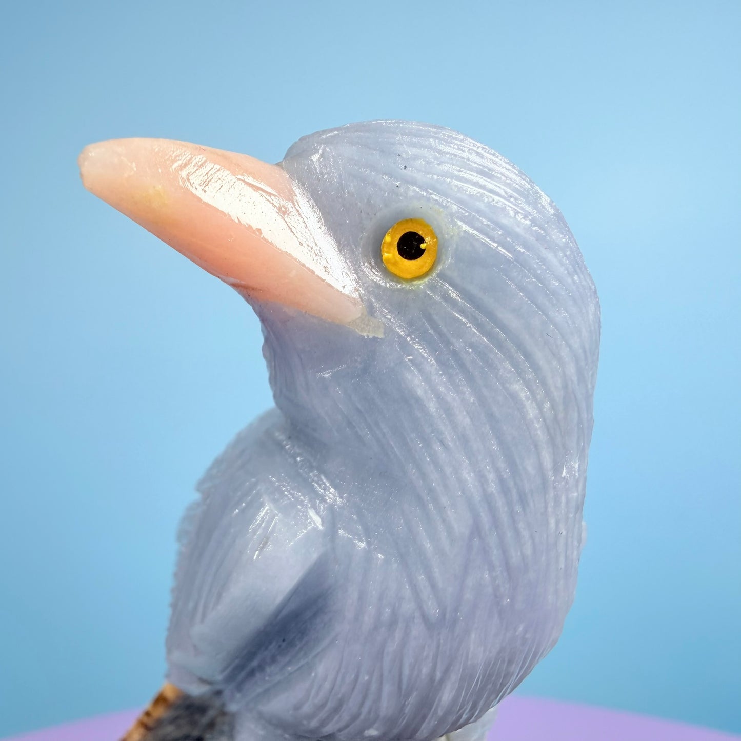 Crystal Fantail Bird Carving (Hand-Carved)