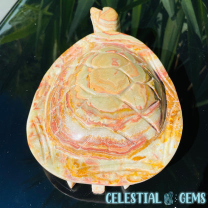 Banded Onyx Calcite Tortoise Large Carving