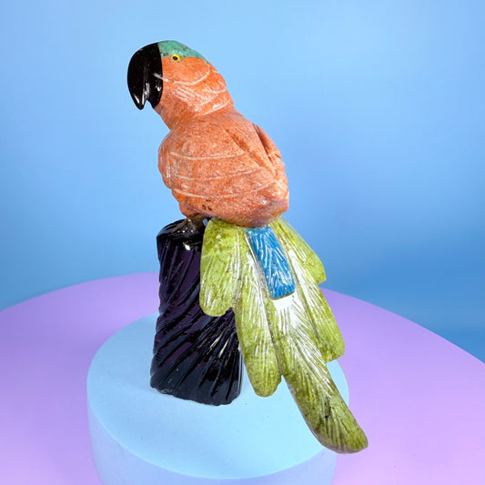 Crystal Parrot Bird Carving (Hand-Carved)
