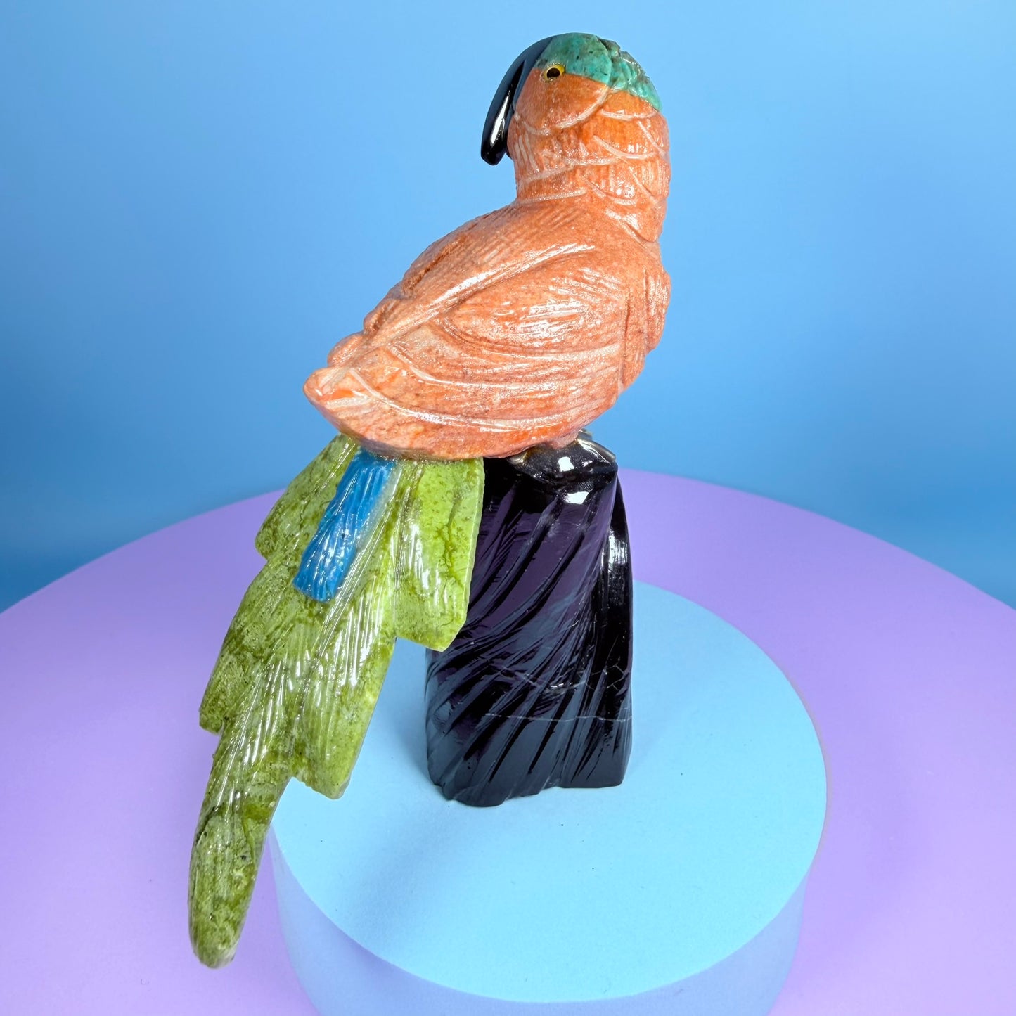 Crystal Parrot Bird Carving (Hand-Carved)