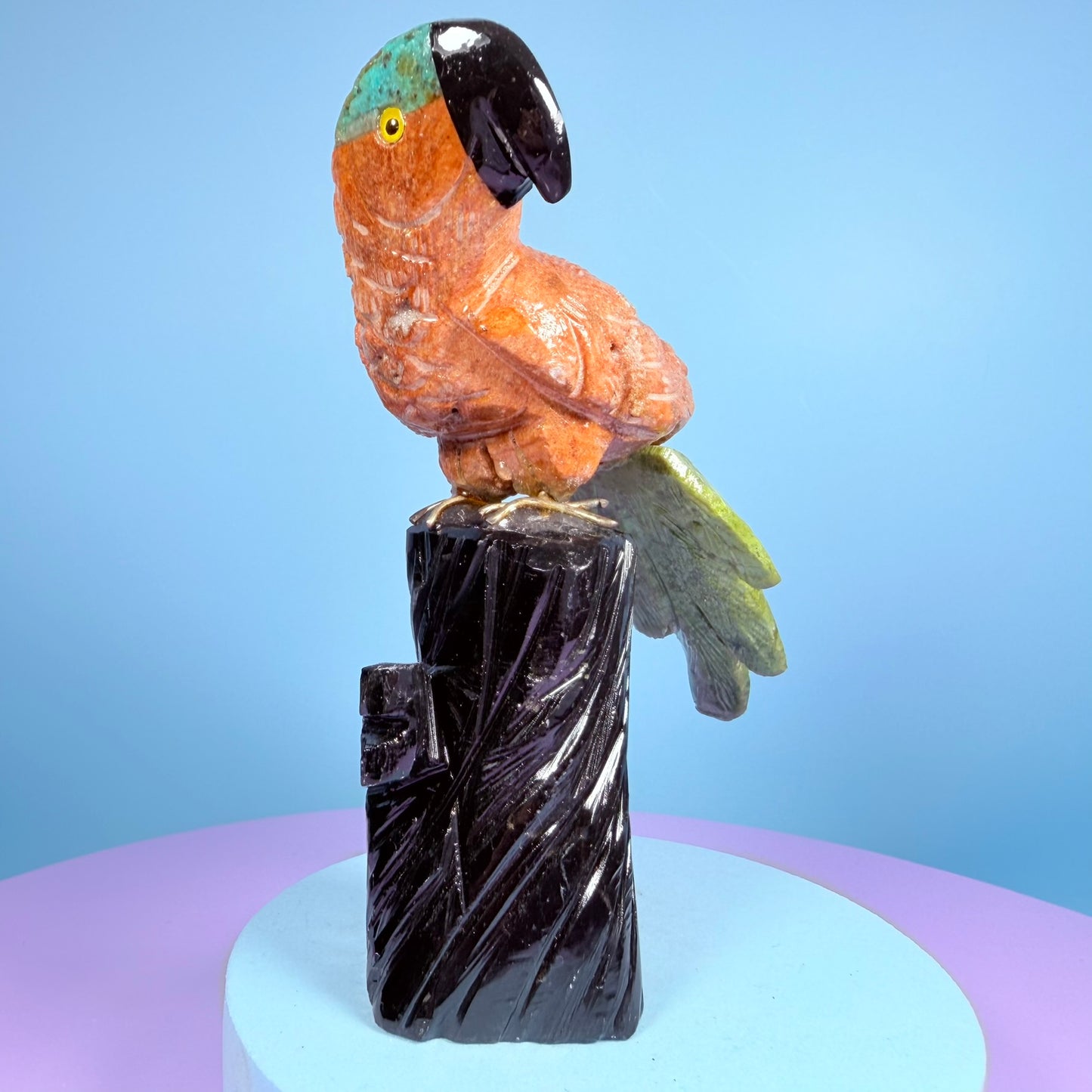 Crystal Parrot Bird Carving (Hand-Carved)