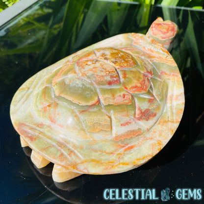 Banded Onyx Calcite Tortoise Large Carving