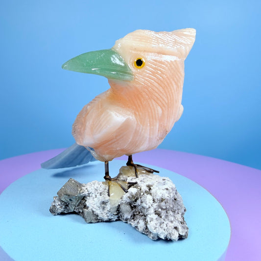 Crystal Bluejay Bird Carving (Hand-Carved)