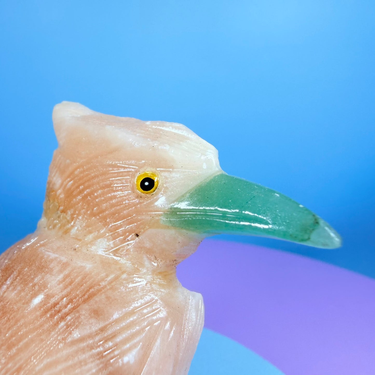 Crystal Bluejay Bird Carving (Hand-Carved)