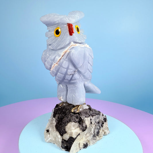 Crystal Owl Bird Carving (Hand-Carved)