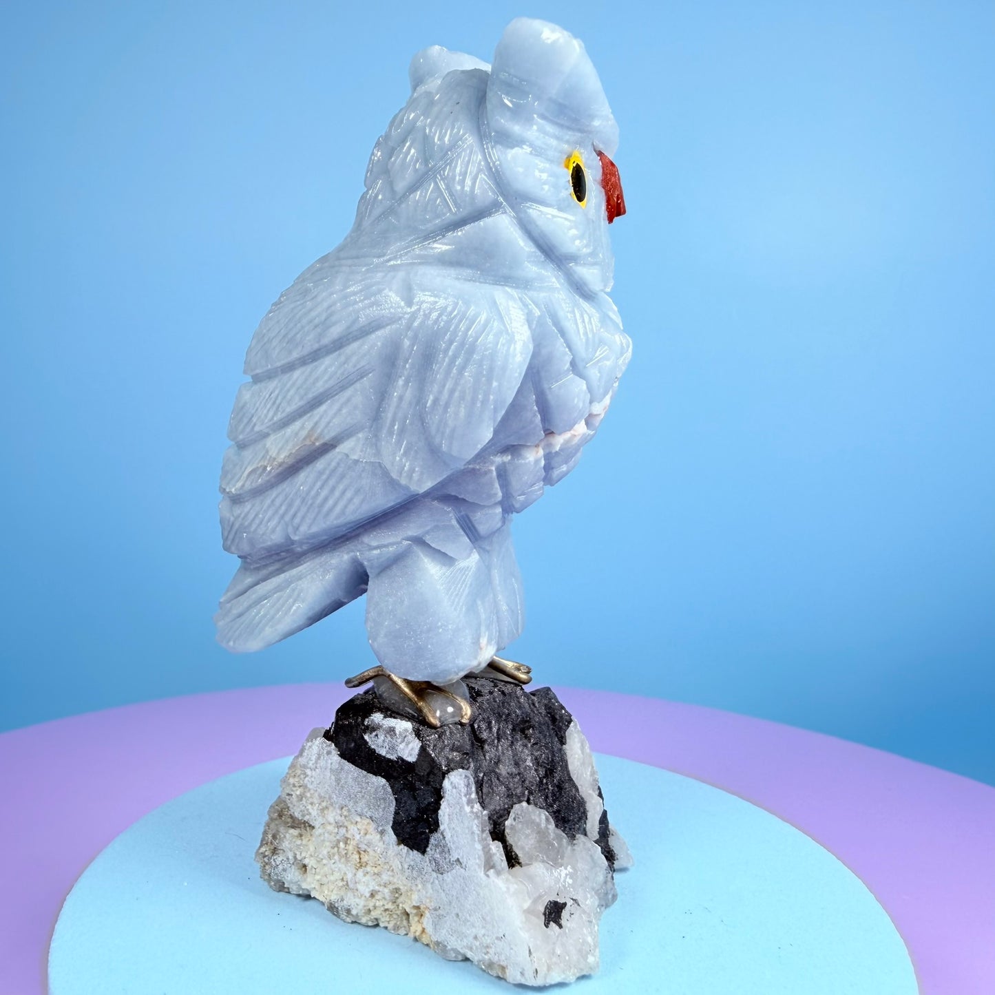 Crystal Owl Bird Carving (Hand-Carved)