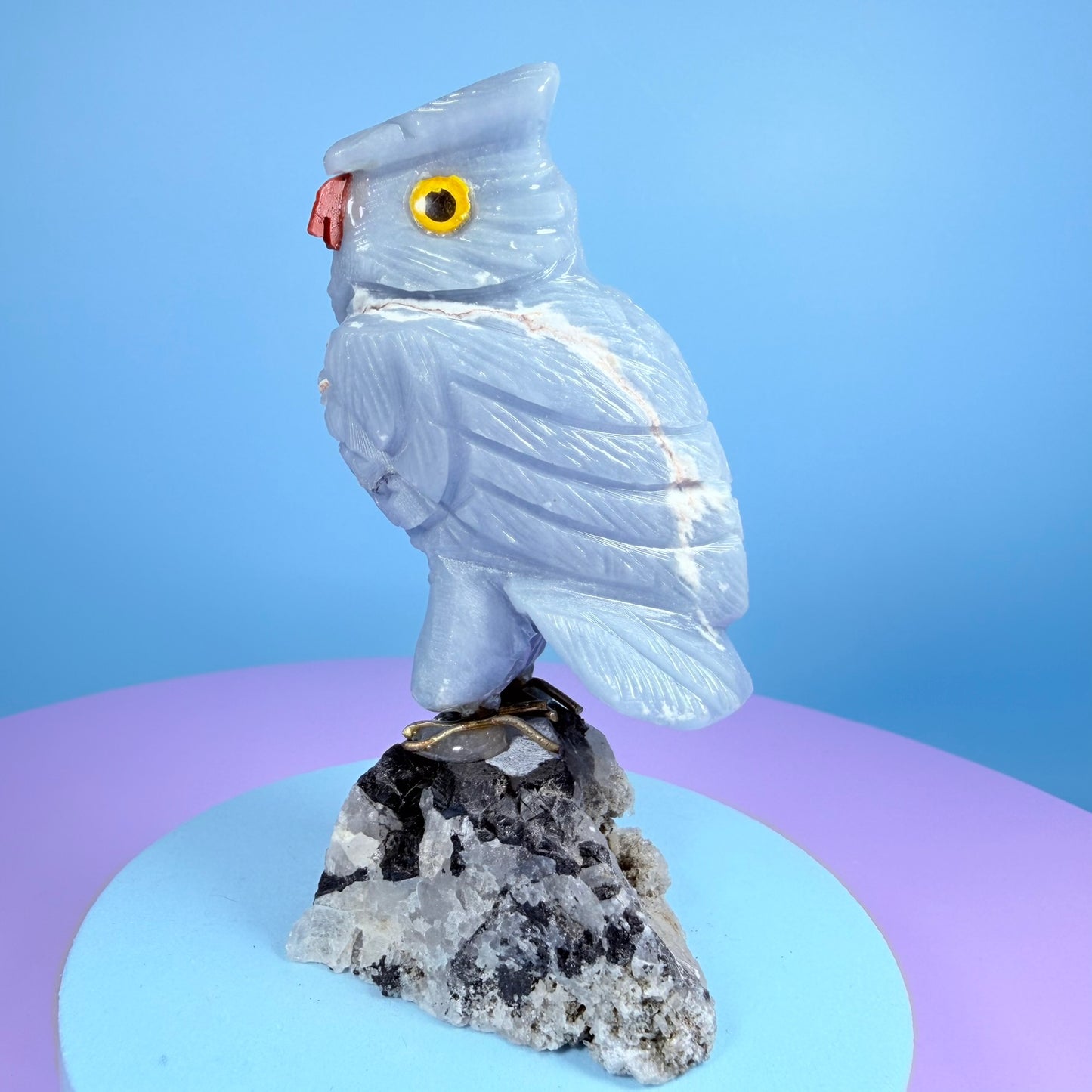 Crystal Owl Bird Carving (Hand-Carved)
