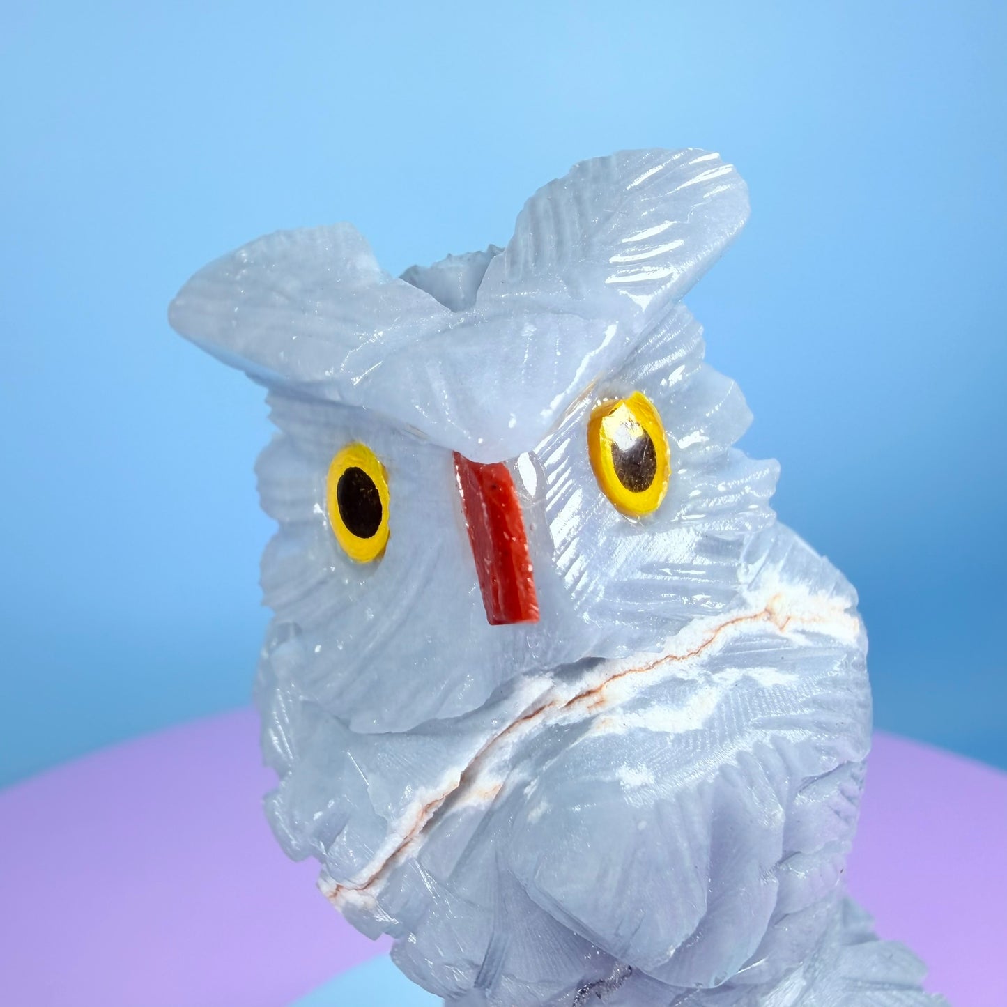 Crystal Owl Bird Carving (Hand-Carved)