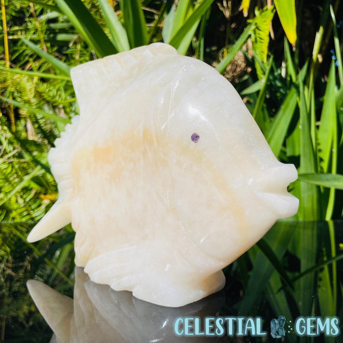 White Calcite Fish Large Carving