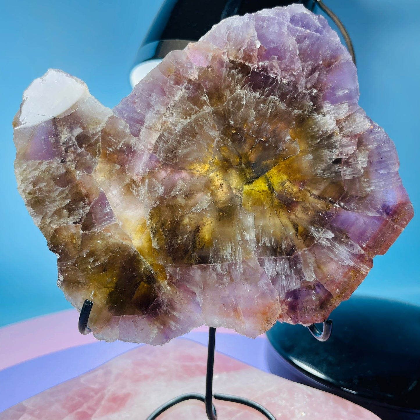 Super Seven Amethyst Medium Slice on Stand