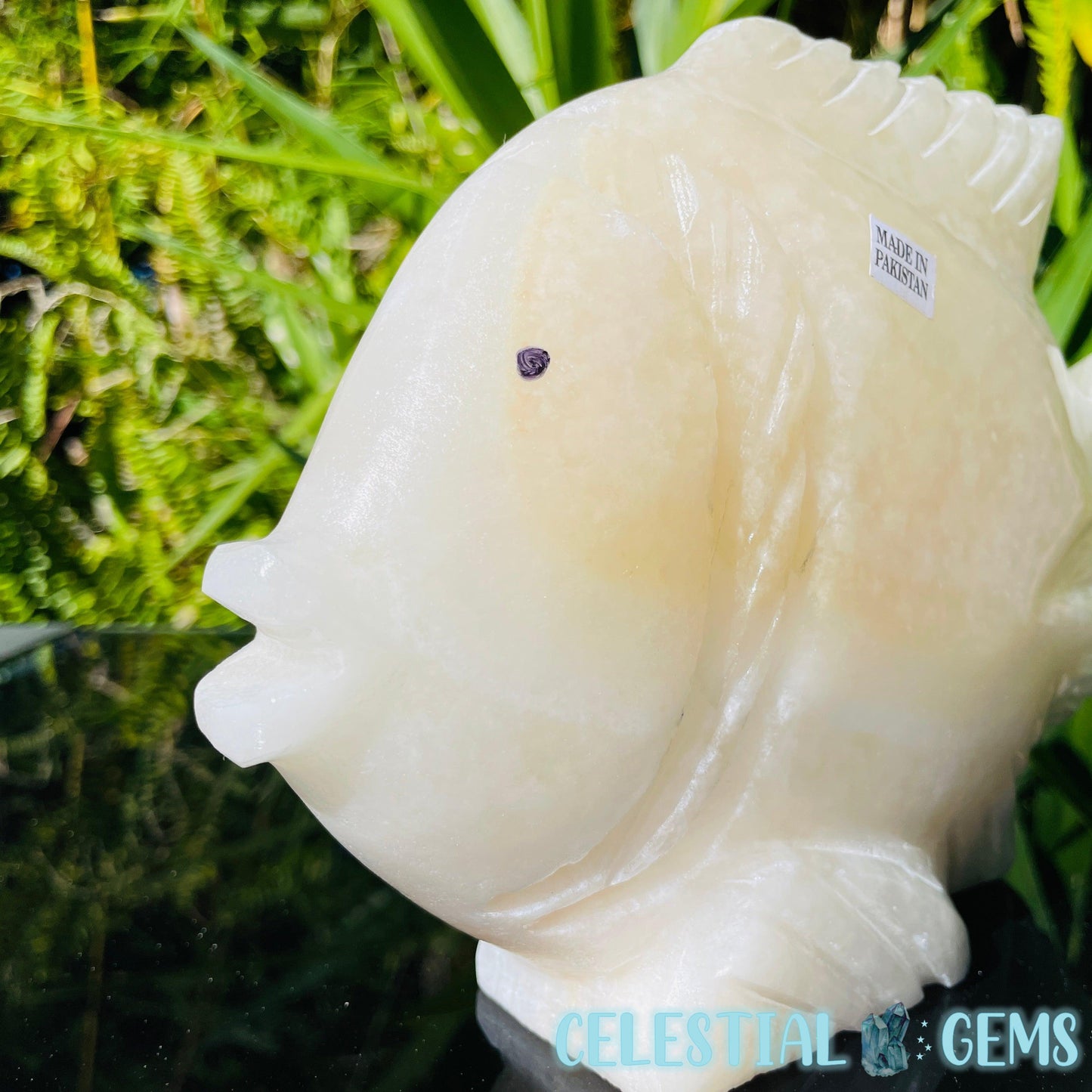 White Calcite Fish Large Carving