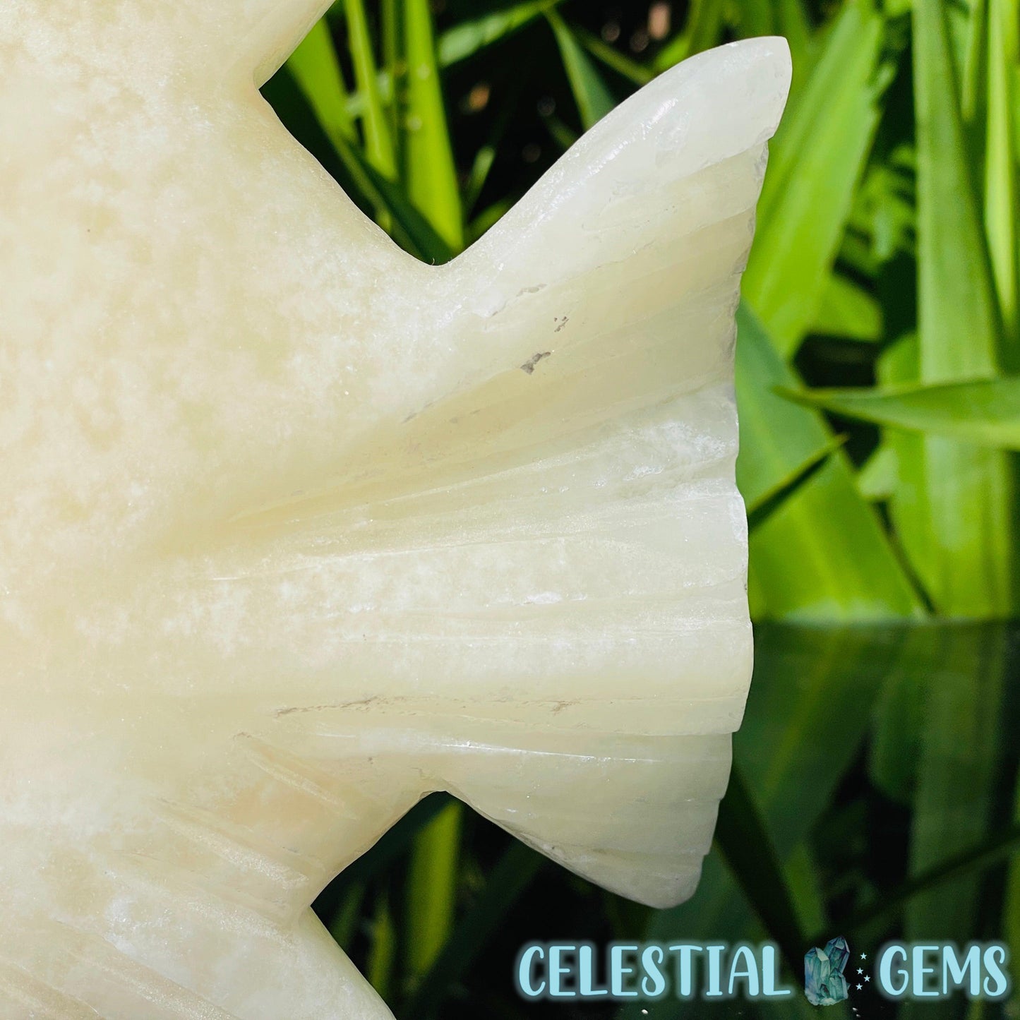 White Calcite Fish Large Carving