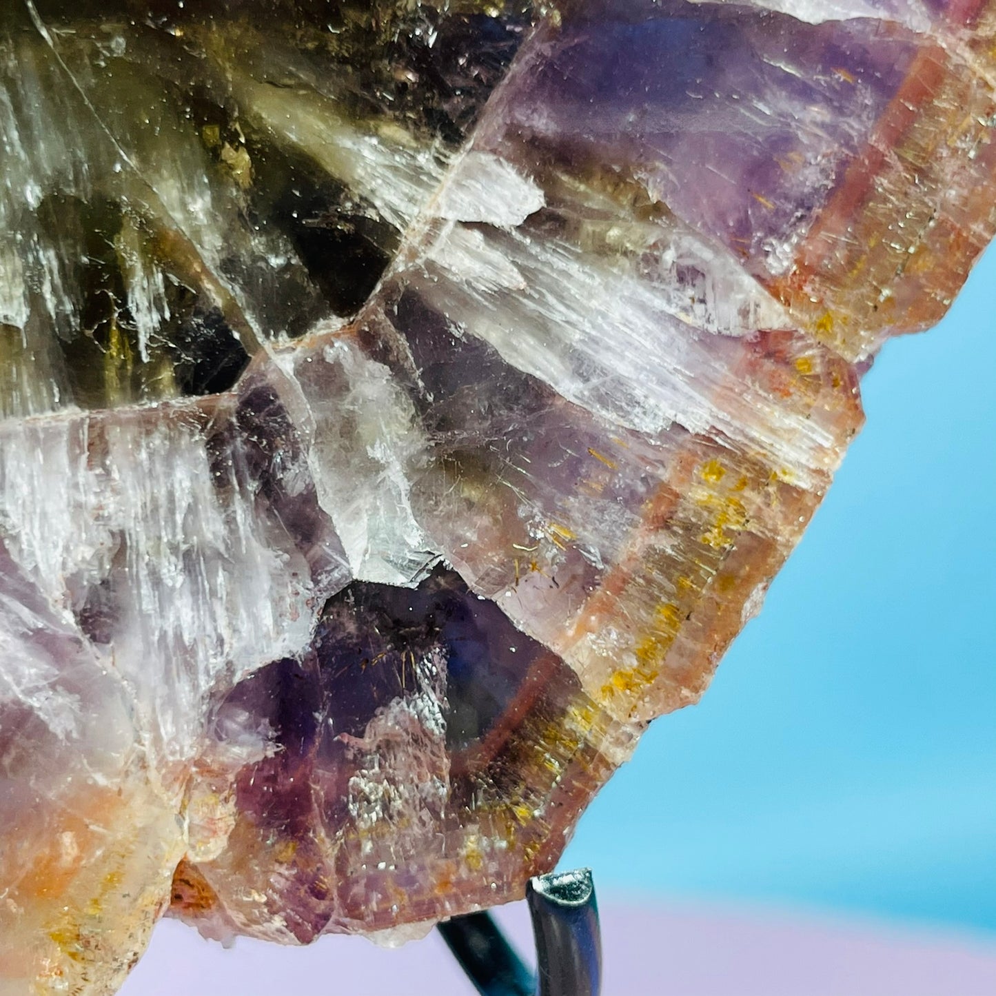 Super Seven Amethyst Medium Slice on Stand