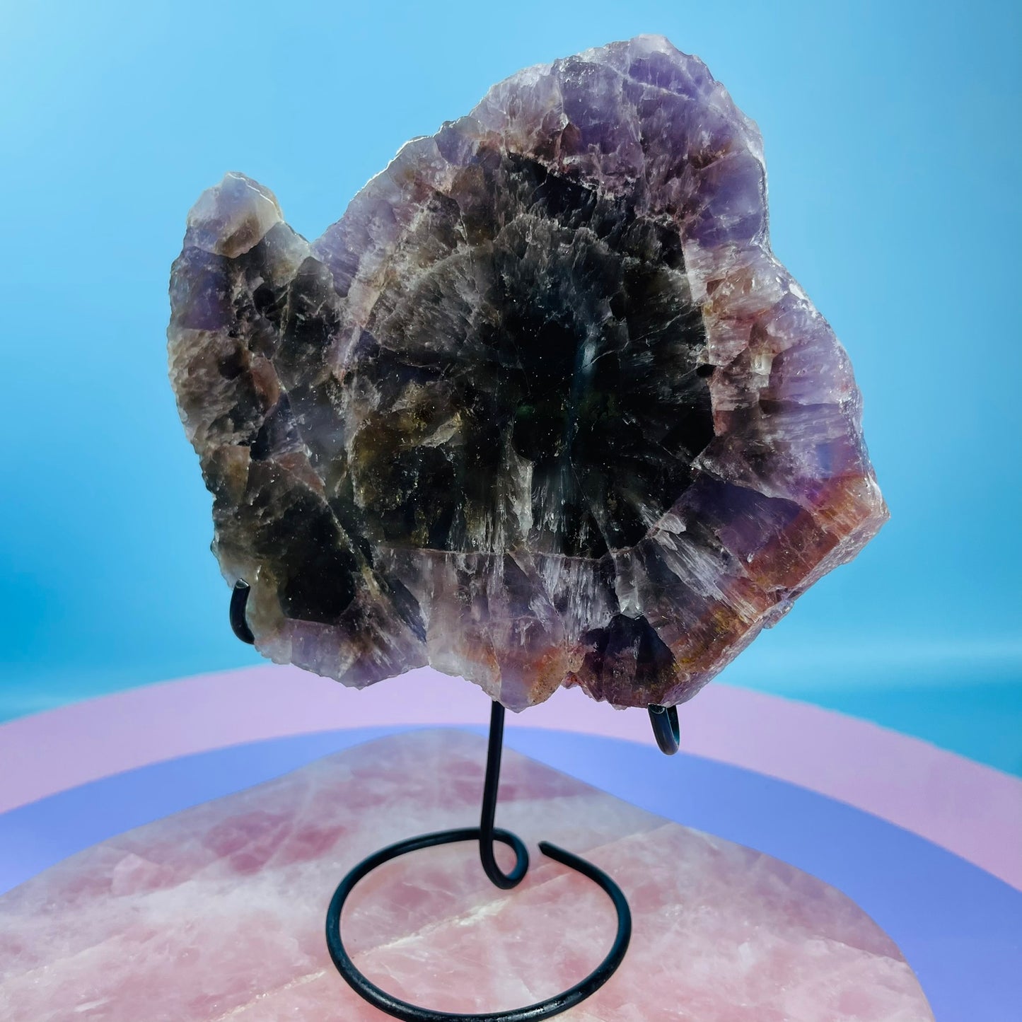 Super Seven Amethyst Medium Slice on Stand