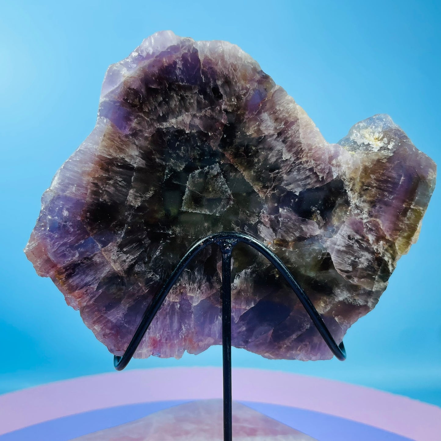 Super Seven Amethyst Medium Slice on Stand