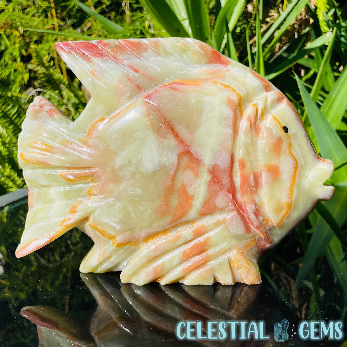 Banded Onyx Calcite Fish Large Carving