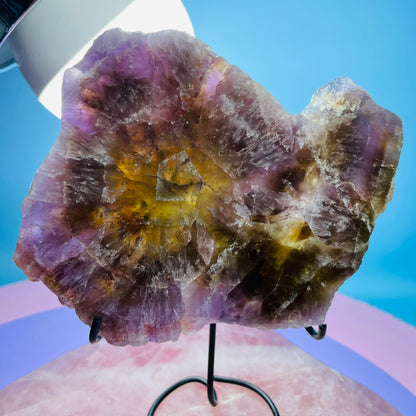 Super Seven Amethyst Medium Slice on Stand