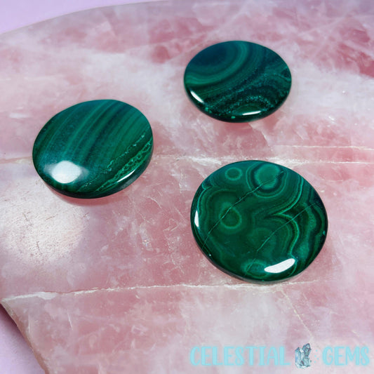 Malachite 'Button' Round Pocket Stone