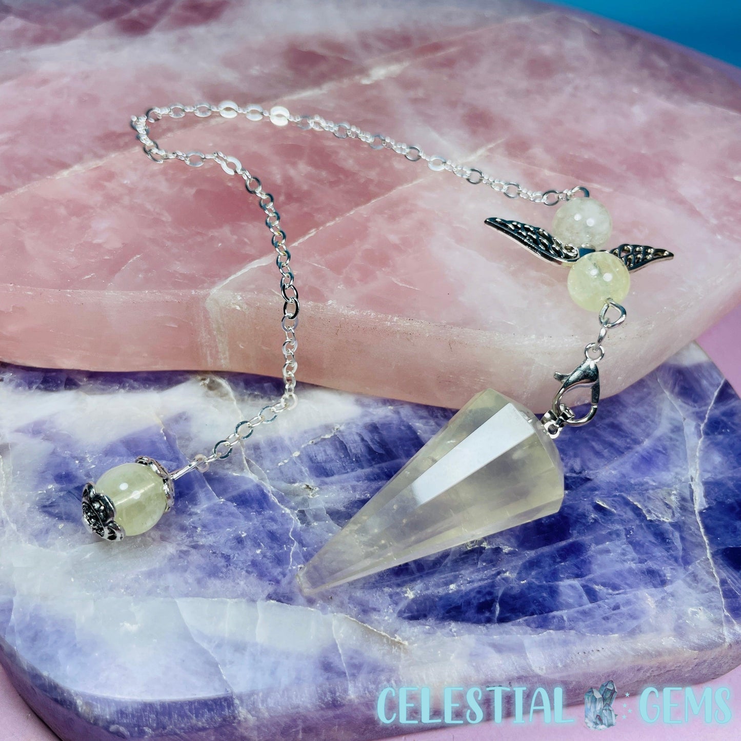 Citrine Vogel-Cut Crystal Pendulum