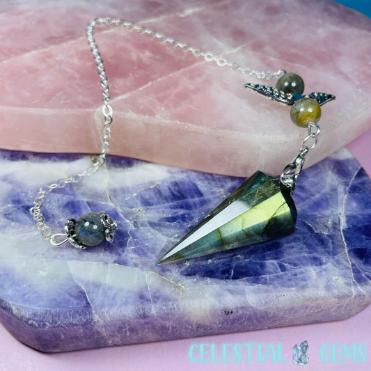 Labradorite Vogel-Cut Crystal Pendulum