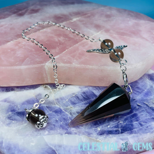 Smoky Quartz Vogel-Cut Crystal Pendulum
