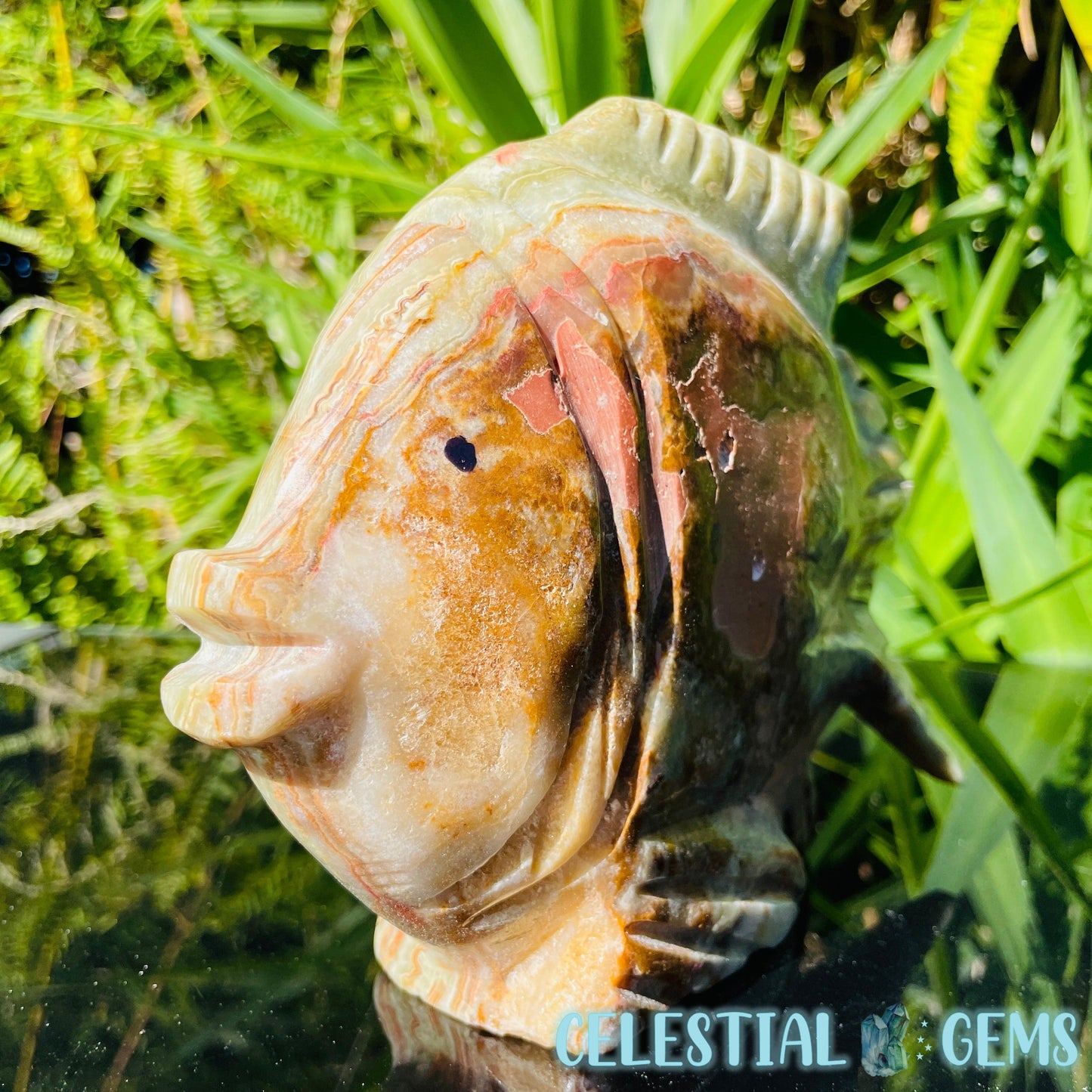 Banded Onyx Calcite Fish Large Carving