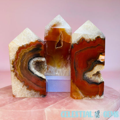 Druzy Carnelian Agate Medium Obelisk Tower